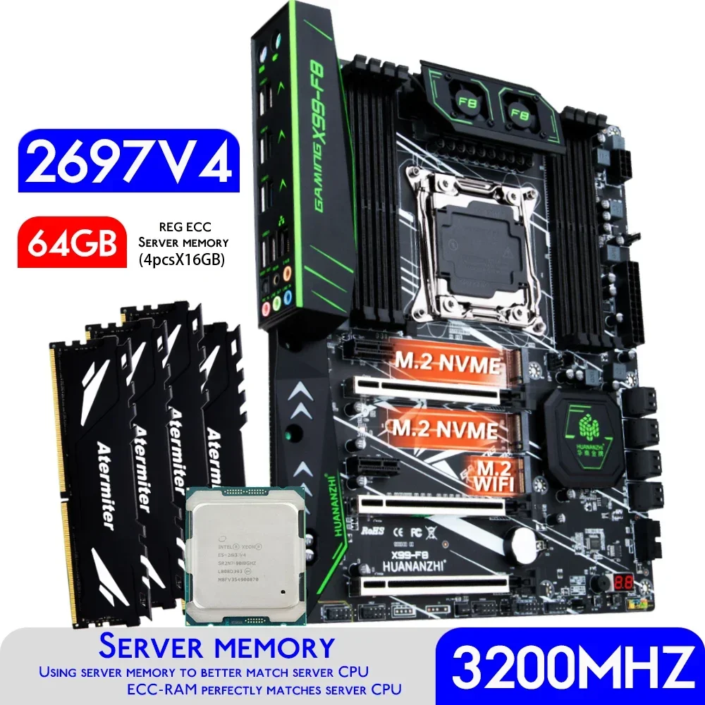 64Gb Ddr4 Ecc Reg 3200Mhz - HUANANZBottles-Carte mère X99 F8 X99, avec