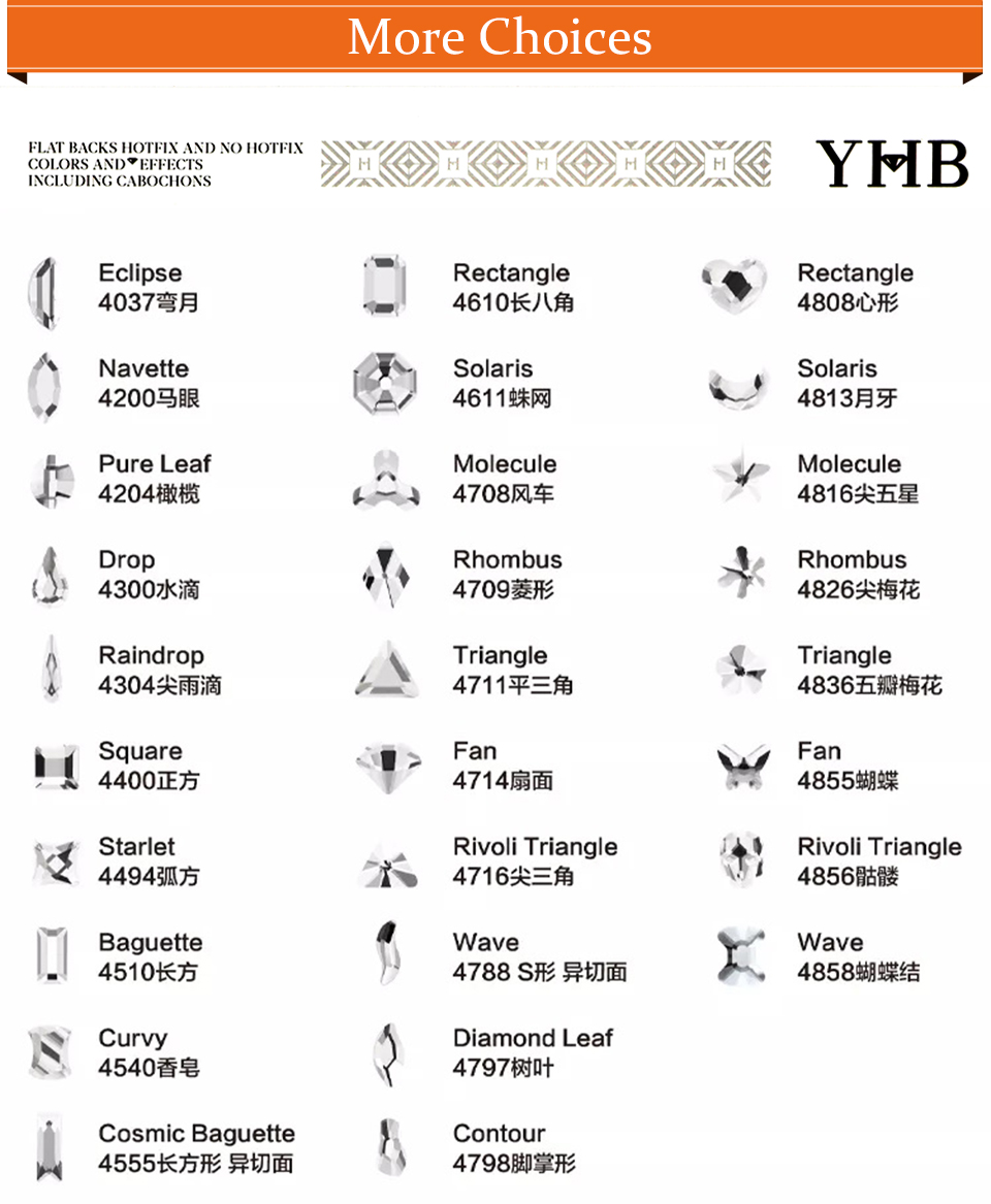 Strass en cristal YHB, forme n - Platinum 8280 avis et prix